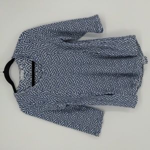 Habitat Wave Knit Swing Patterned‎ Top Size Small Pocket Blue White 1/2 Sleeve